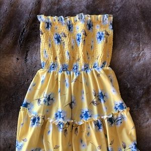 Yellow floral tube top dress